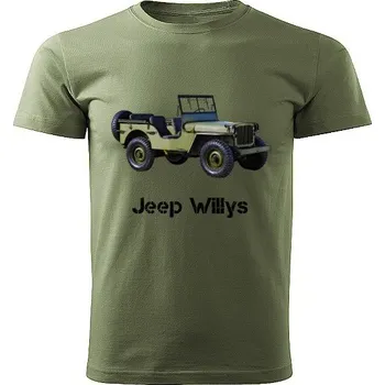 vojenské tričko Jeep Willys MB 1943 khaki (tričko s vojenskou technikou)