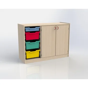 Komoda TVAR v.d. Klatovy Skříňka se 2 dvířky vpravo a 3+1 plastovými zásuvkami