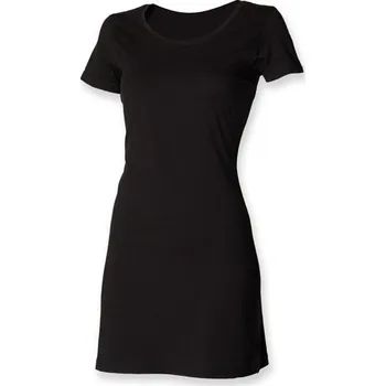 Dámské šaty SF Women Přiléhavé tričko šaty s křidélkovými rukávy Barva: Černá, Velikost: M SF257
