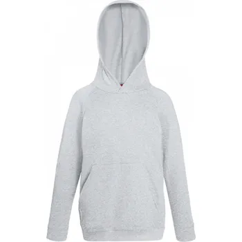 Chlapecká mikina Lehká dětská mikina klokanka Fruit of the Loom s přední kapsou Barva: šedá melír, Velikost: 164 F430K