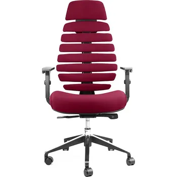 Kancelářská židle FISH BONES PDH černý plast, 26-23 vínová, 3D područky