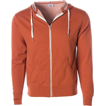Pánská mikina Independent Lehčí mikika z French Terry se zipem a kapucí Barva: oranžová tmavá melír, Velikost: XS NP354