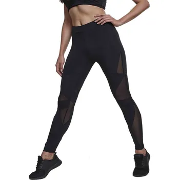 Dámské legíny Dámské legíny Urban Classics se síťovými vsadkami po celé délce Barva: černá - černá, Velikost: M