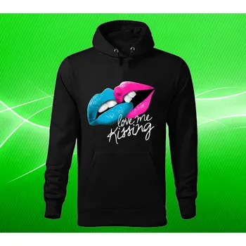 Pánská mikina mikina Love me Kissing - miluj mé polibky M (mikina s kapucí )