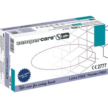 Vyšetřovací rukavice Vyšetřovací rukavice Sempercare Safe+, nitril, prodloužené, zesílené, nepudrované, modré, vel. XL, 90 ks