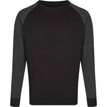 Pánská mikina Silnější mikina Miners Mate přes hlavu s kontrastními rukávy Barva: černá mikina s melírovými rukávy, Velikost: M MY510