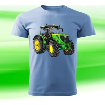 Chlapecké tričko tričko s traktorem John Deere 6210R 110 (traktorové tričko)