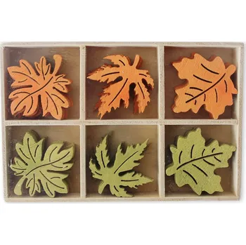 Listy přízdoba dřevo 24ks/3,5cm mix