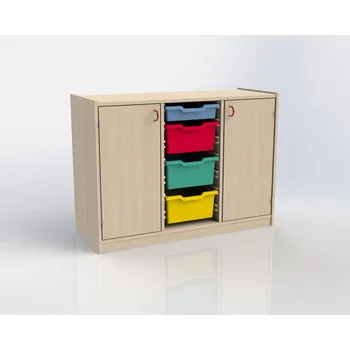 Komoda TVAR v.d. Klatovy Skříňka se 2 dvířky a 3+1 plastovými zásuvkami uprostřed