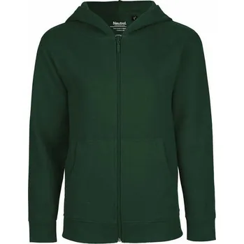 Chlapecká mikina Neutral Teplá dětská mikina s kapucí a zipem z organické bavlny Barva: Zelená lahvová, Velikost: 104/110 NE13301