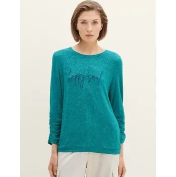 Dámské tričko TOM TAILOR® DÁMSKÉ TRIKO S 3/4 RUKÁVEM - ZELENÝ MELÍR XL