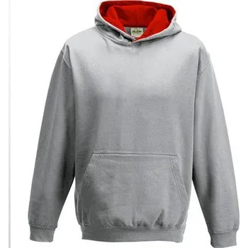 Chlapecká mikina Dětská kontrastní týmová klokánka - Just Hoods Barva: šedá melír - Fire červená, Velikost: 3-4 roky JH003K