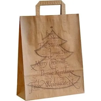 Vánoční taška s motivem Vánoční stromek 260x100x330 mm s plochým uchem