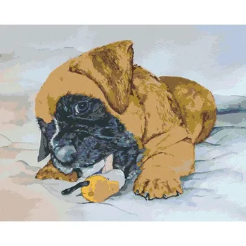 Dětské zboží Diamondi Diamantové malování - ŠTĚNĚ NĚMECKÉHO BOXERA Rozměr: 40x50 cm, Rámování: bez rámu a bez vypnutí plátna