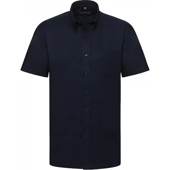 Pánská košile Russell Collection Profesní pánská košile Oxford Russell s krátkým rukávem Barva: modrá námořní, Velikost: 3XL (47/48) Z933