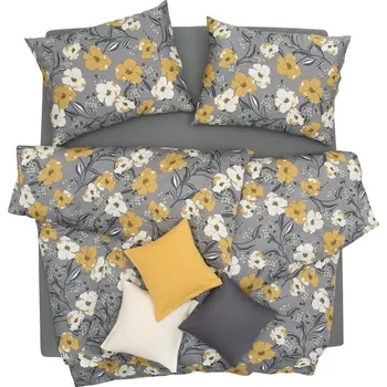 Bytový textil SCANquilt povlečení SATÉN DESIGN art deco šedozlatá 140 x 200/70 x 90 cm