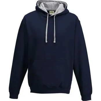 Pánská mikina Just Hoods Unisex týmová kontrastní klokánka s kapucí Barva: modrá námořní - šedý melír, Velikost: 5XL JH003