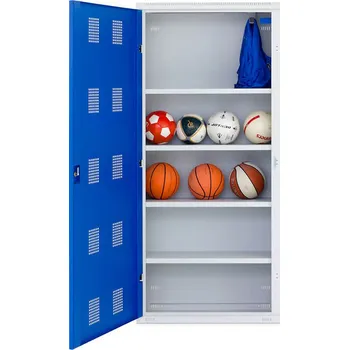 Skříň na sportovní potřeby TRITON Skříň na míče - kovová Provedení skeletu: kov šedá RAL 7035, Provedení dveří: kov černá RAL 9005