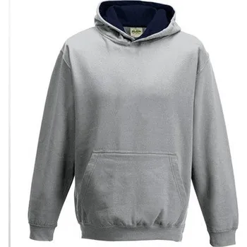 Chlapecká mikina Dětská kontrastní týmová klokánka - Just Hoods Barva: šedý melír - modrá námořní, Velikost: 5-6 let JH003K