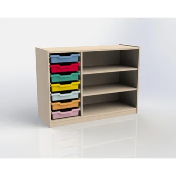 Komoda TVAR v.d. Klatovy Skříňka se dvěma policemi a 7 plastovými zásuvkami