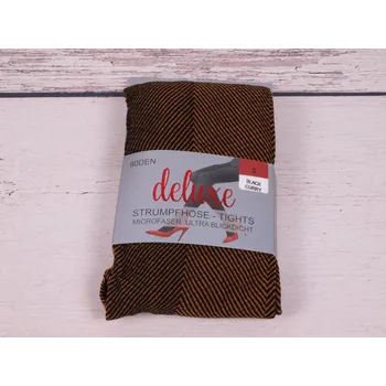 Dámské punčochy Punčocháče neprůhledné punčochové kalhoty Struwa deluxe rybí kost silnější 80 DEN černá / curry Velikost silonek: S