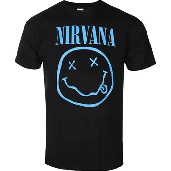 Oblečení a móda Tričko metal pánské Nirvana - Blue Happy Face - ROCK OFF - NIRVTS12MB - XL