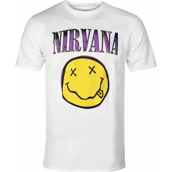 Pánské tričko Tričko metal pánské Nirvana - Xerox Happy Face Pink - ROCK OFF - NIRVTS15MW - S