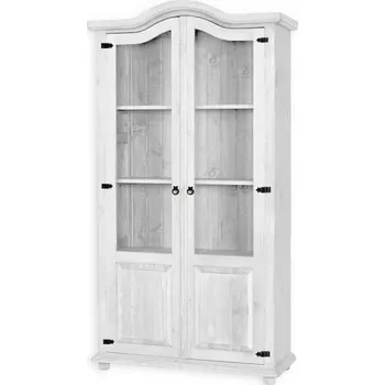 Komoda Rustikální vitrína WHITE HOME Slim VIT112 Barevné provedení: Bílá patina - K03