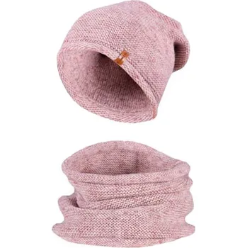 Čepice Dámský zimní set Mark - čepice a tunel, melír růžových barev