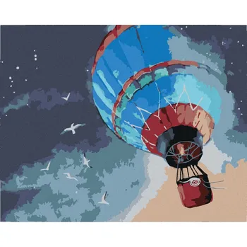 Diamondi Diamantové malování - HORKOVZDUŠNÝ BALÓN NA NOČNÍ OBLOZE Rozměr: 40x50 cm, Rámování: bez rámu a bez vypnutí plátna