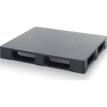 paleta ESD palety uzavřené bez bezpečnostního okraje 120 x 100 x 15,5 cm, se 2 ocelovými trubkami, se 5 ližinami - Dopravní černá - materiál: ESD PP - ESD HD 12105 OS