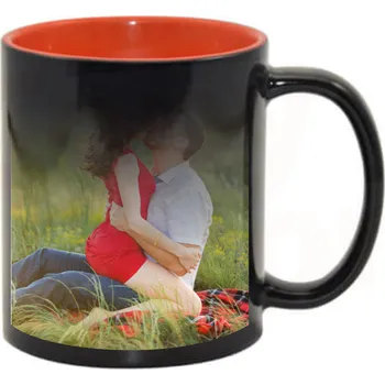 Gravírování Magický fotohrnek - černý s červeným vnitřkem