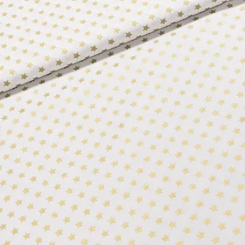 Bavlněné plátno vánoční 20704-051 zlaté hvězdičky na bílé, š.140cm (látka v metráži)