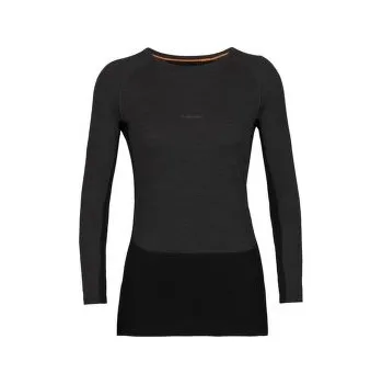 Dámské tričko Icebreaker 200 ZoneKnit LS Crewe Women JET HTHR/BLACK/METRO HTHR/CB černá XS