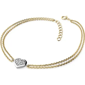 Módní doplněk Dámský náramek přírodní diamant 0.176 ct G/SI srdce a brilianty 10877-NR02-ZLB 10877-NR01-ZLB délka 19 cm