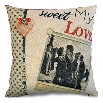 Gravírování Polštář/potah lněný – My sweet love 38x38 cm