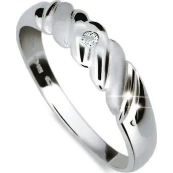 Prsten Dámský prsten bílé zlato 585/1000 přírodní diamant 0.017 ct G/SI DF1207 velikost 58