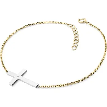 Módní doplněk Dámský náramek žluté zlato 585/1000 přírodní diamant 0.006 ct G/SI kříž 10947-NR01-ZLB délka 19 cm