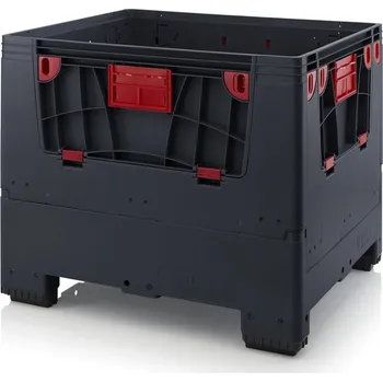 paleta Skládací ESD big boxy se 4 dvířky 120 x 100 x 100 cm, 4 nohy - Dopravní černá - materiál: ESD PP - ESD KLK 1210