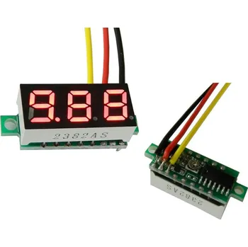 Měřidlo digitální panelové 0 - 30V LED - mini