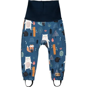 Chlapecké kalhoty Dětské rostoucí softshellové kalhoty s membránou Monkey Mum® - Noční zvířátka 86/92