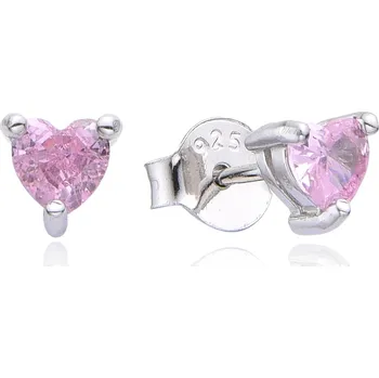 Náušnice NUBIS® Stříbrné náušnice srdíčka se zirkony 4mm - NB-3893-04