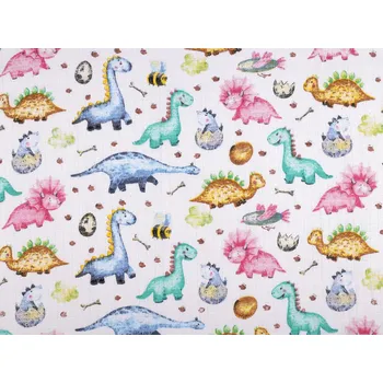 Bavlněná plenkovina / mušelín dinosaurus, barva (27T) bílá