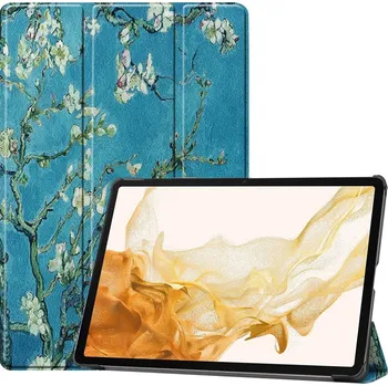 Pouzdro na tablet Print chytré zavírací pouzdro na Samsung Galaxy Tab S9+/Tab S10+ - bílé květy