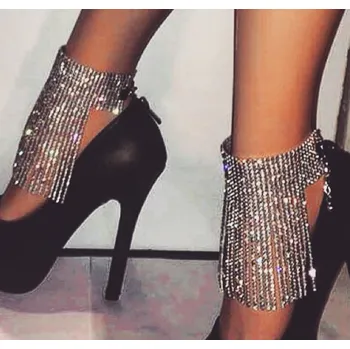 Řetízek B-TOP Dámský krystalový řetízek na nohu s dlouhým střapcem