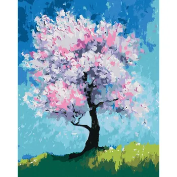 Diamondi Diamantové malování - KVETOUCÍ TŘEŠEŇ Rozměr: 40x50 cm, Rámování: vypnuté plátno na rám