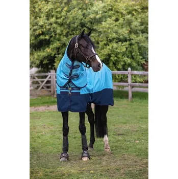 Deka pro koně Deka výběhová Amigo Hero Plus, s krkem, 100 g, delphinium blue/navy Délka zad: 125 cm