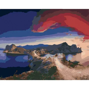 Diamondi Diamantové malování - PŘÍRODA S ČERVENÝMI MRAKY Rozměr: 40x50 cm, Rámování: bez rámu a bez vypnutí plátna