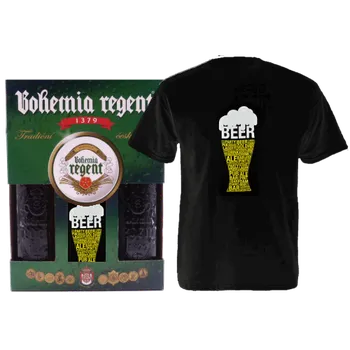 Dárkový potravinový koš Dárkový set - 2 Piva Bohemia Regent + tričko Pivo (Velikost M)