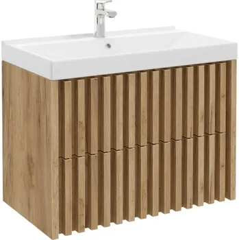 Koupelnový nábytek Koupelnová skříňka s umyvadlem SAT Delano 80x46 cm dub mat DELANO80ZDUM